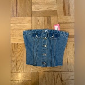 SOLD!!! Edikted denim strapless corset top